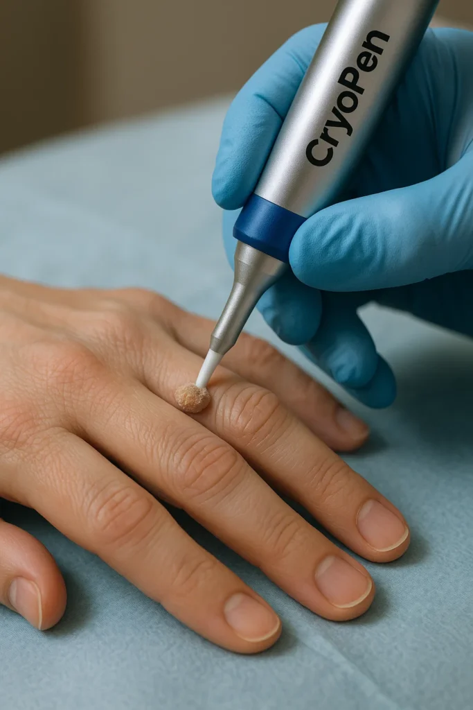 example of cryopen wart removal Chesham treatment on a persons finger