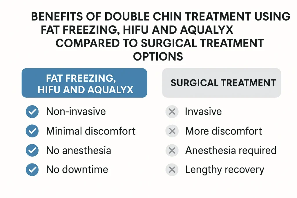 Graphic about the benefits of double chin treatment Chesham - from LA LIPO