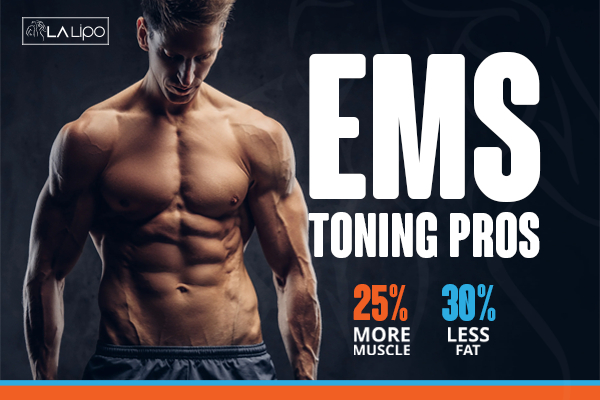 Graphic of man with toned body showing the benefits of LA-EMS Body Sculpting Chesham treatment