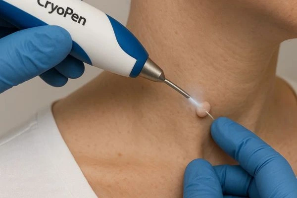 Person receiving Cryotherapy skin tag removal Chesham