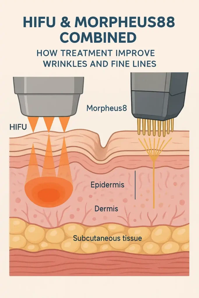 Diagram showing HIFU & Morpeus8 Chesham and the benefits for reduction in wrinkles and fine lines